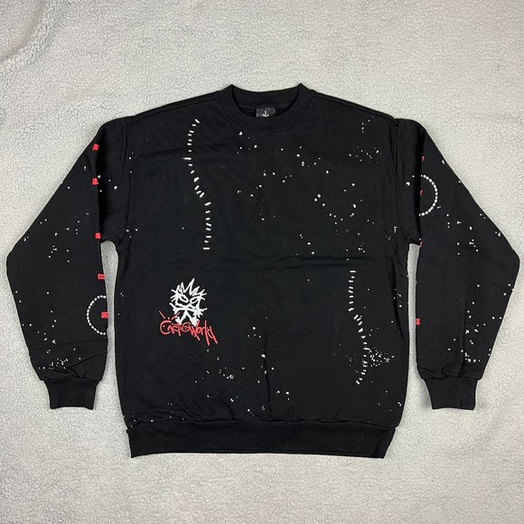 Cactus Jack Sweater Men Large L Black Red Stitched Crewneck Travis Scott World 1 - Picture 1 of 11